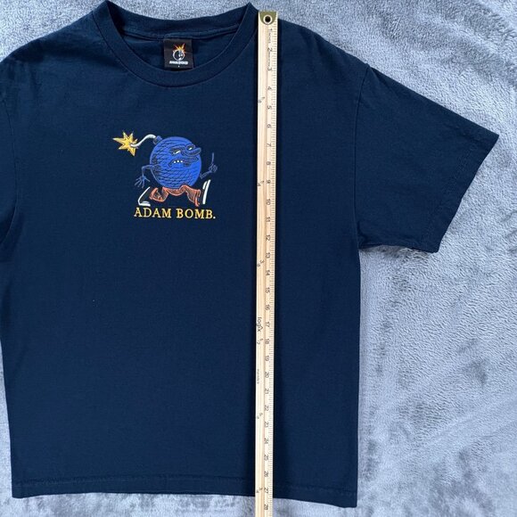 The Hundreds Adam Bomb Men L Shirt Navy Blue Graphic Streetwear Cartoon Bomb VTG - Picture 7 of 7